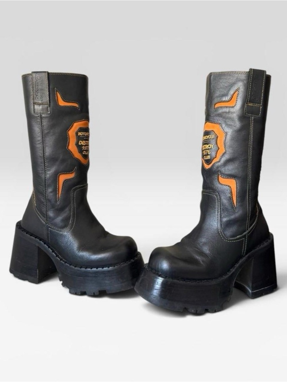 Ultra Rare 90s Destroy 'Motorcycle Club' Leather Platform
Boots - Picture 6 of 8